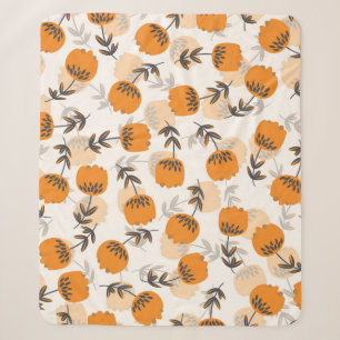 Folk Art Flowers Scandinavian Style Sherpa Blanket