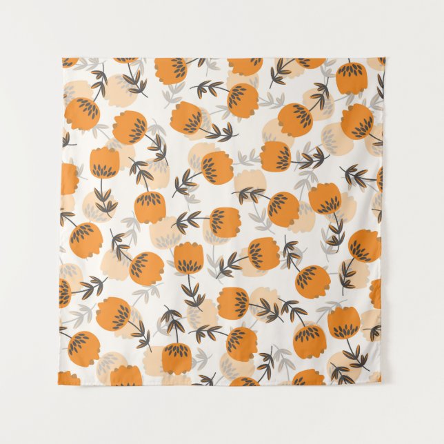 Folk Art Flowers Scandinavian Style Tapestry (Front)