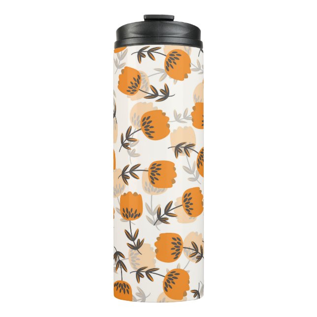 Folk Art Flowers Scandinavian Style Thermal Tumbler (Front)