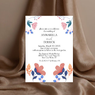 Folk Art Flowers Wedding Invitation