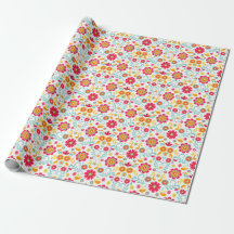 Folk Art Flowers Wrapping Paper
