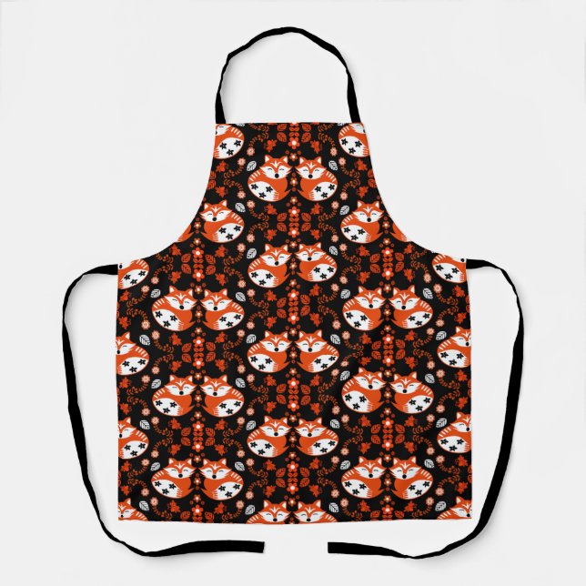 Folk Art Fox Print Decor Apron (Front)