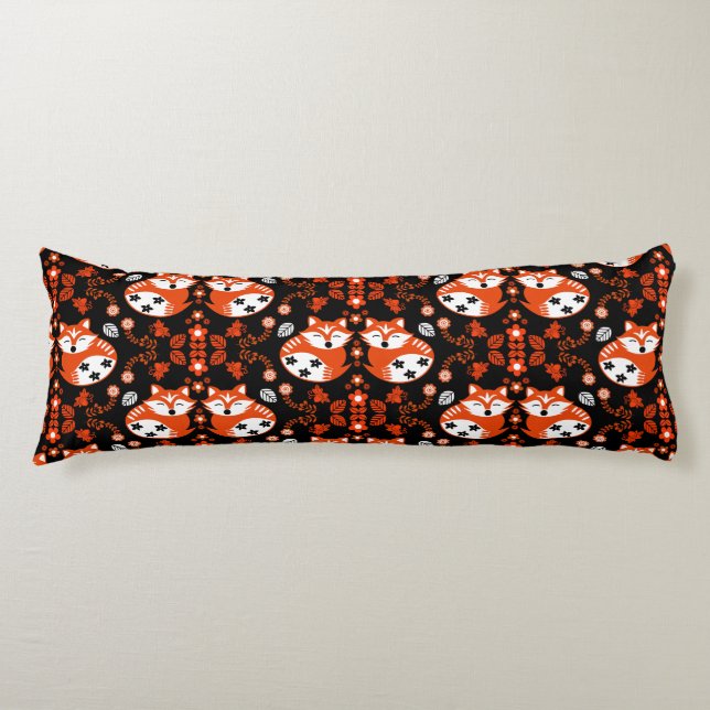 Folk Art Fox Print Decor Body Cushion (Front)