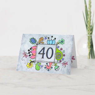 Folk Art Frame 40 40th Birthday Greeting Card