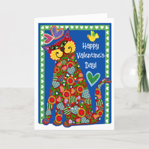 Folk Art from the Cat Folded Valentine Card