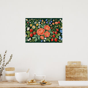 Folk Art Garden Scenery Poster