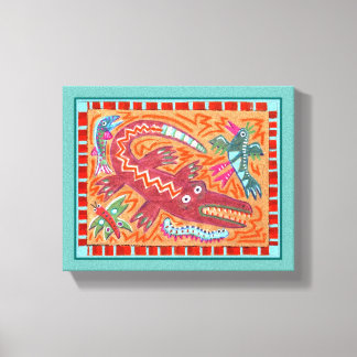 Folk Art Gator Canvas Print