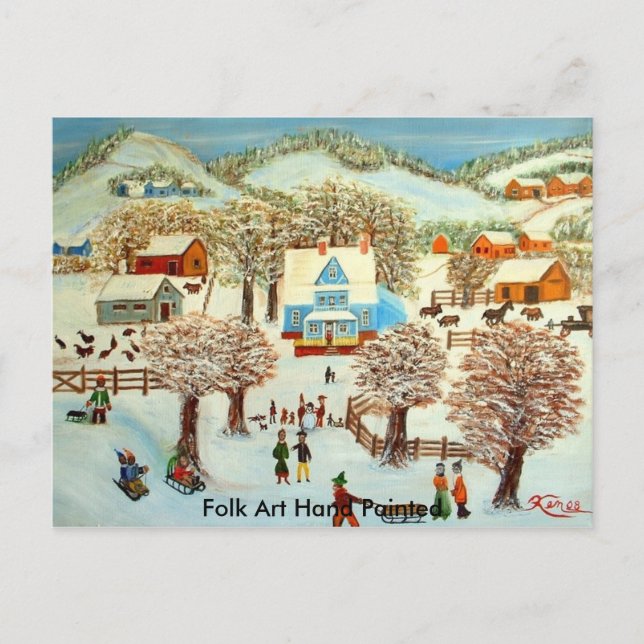 Folk Art Hand Painted Postcard (Front)