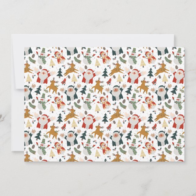 Folk Art Happy Christmas Character Holiday Card (Front)