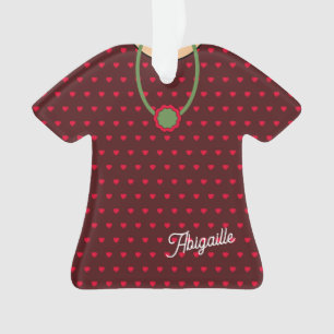 Folk Art Hearts Pattern Christmas Dress & Pendant Ornament