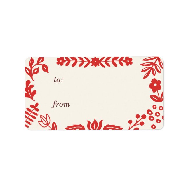 Folk Art Holiday Gift Tag Labels (Front)