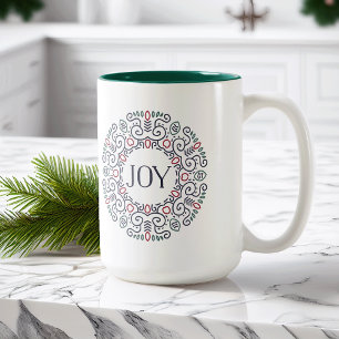 Folk Art Joy Holiday Two-Tone Coffee Mug