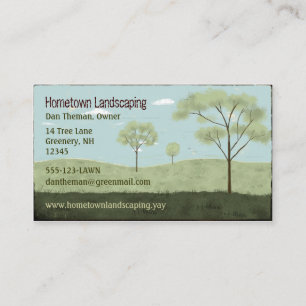 Folk Art Landscape Country Fields and Trees Business Card