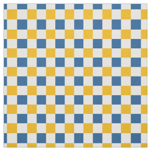Folk Art Lemon Chequerboard in Gold & Blue Fabric