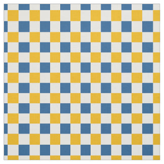 Folk Art Lemon Chequerboard in Gold & Blue Fabric