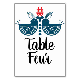 Folk Art Lovebirds Pair Table Number
