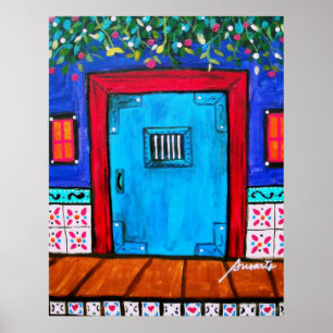 FOLK ART MEXICAN DOOR PAINTING POSTER