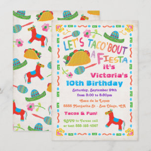 Folk Art Mexican Fiesta Birthday Party Invitation