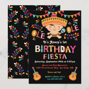 Folk Art Mexican Fiesta Birthday Party Invitation
