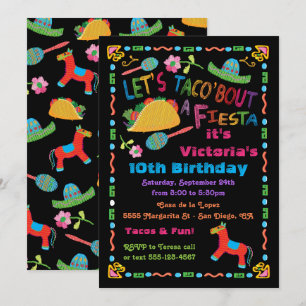 Folk Art Mexican Fiesta Birthday Party Invitation