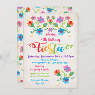 Folk Art Mexican Fiesta Birthday Party Invitation