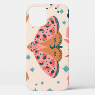 Folk Art Moths: Bright Vintage Illustration iPhone 12 Case