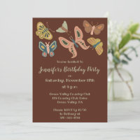 Folk Art Moths, Butterflies Custom Birthday Party