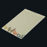 Folk Art Moths, Butterflies Lined Sage Green Notepad<br><div class="desc">This lined stationery or writing paper notepad is ready to be personalised with a name at the top. It features illustrations of moths in a folk art style at the bottom set against a light sage green background with darker green lines.</div>