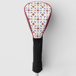 Folk Art Neon Flower Geometric Pattern Golf Head Cover