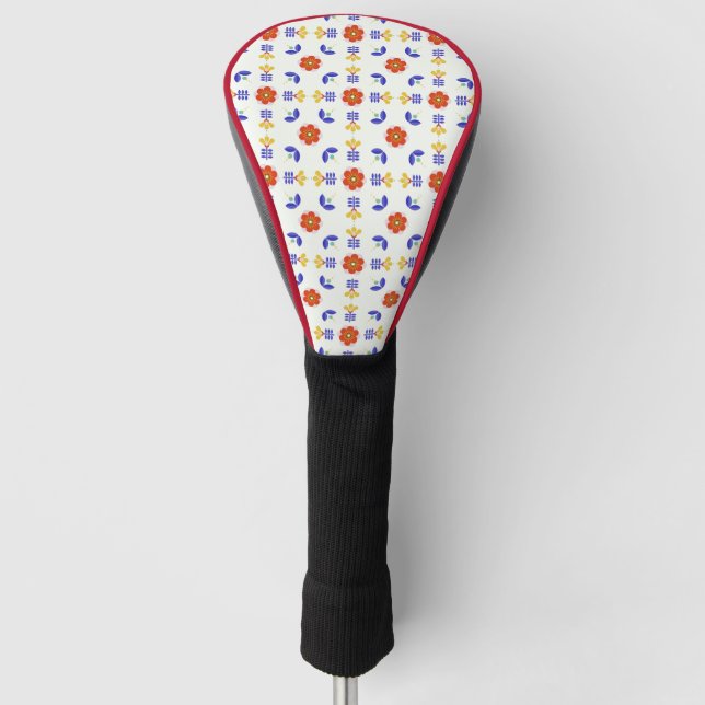 Folk Art Neon Flower Geometric Pattern Golf Head Cover (Front)