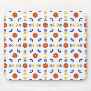 Folk Art Neon Flower Geometric Pattern Mouse Mat