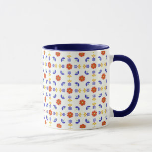 Folk Art Neon Flower Geometric Pattern Mug