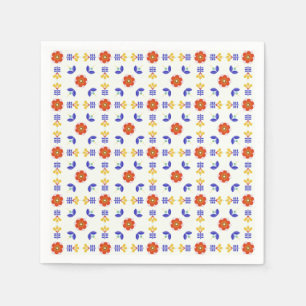 Folk Art Neon Flower Geometric Pattern Napkin