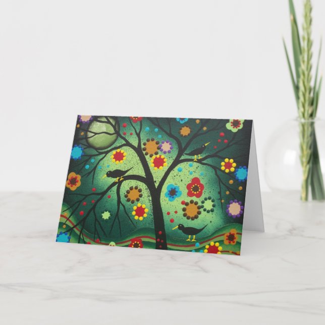 FOLK ART Never Alone BY LORI EVERETT greeting card (Front)