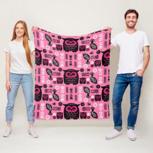 Folk Art Nordic Owl Fleece Blanket