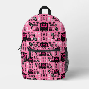 Folk Art Nordic Owl Printed Backpack