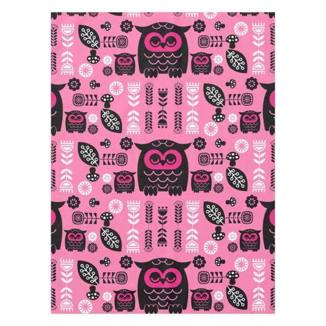 Folk Art Nordic Owl Tablecloth (Front)