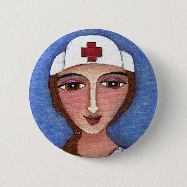 Folk Art Nurse - RN / nursing button (Front)