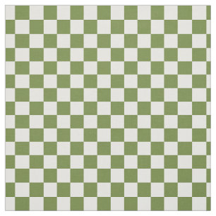 Folk Art Olive Chequerboard - Green & Ivory  Fabric
