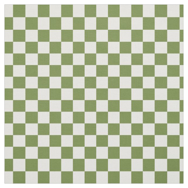 Folk Art Olive Chequerboard - Green & Ivory  Fabric (Swatch)