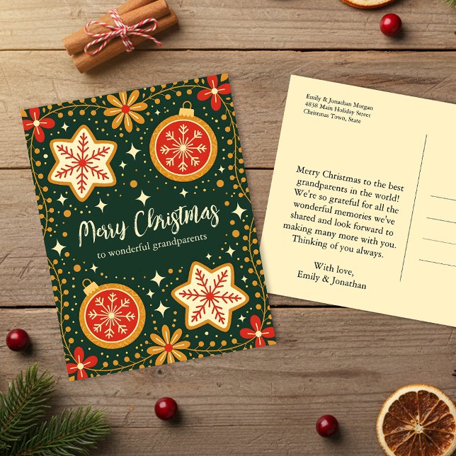 Folk Art Ornaments for Grandparents Christmas Holiday Postcard (Creator Uploaded)