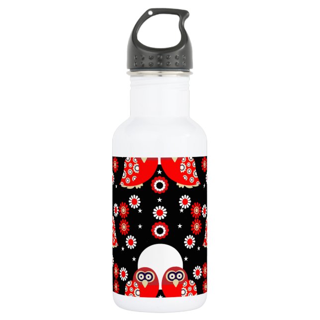 Folk Art Owl 532 Ml Water Bottle (Front)