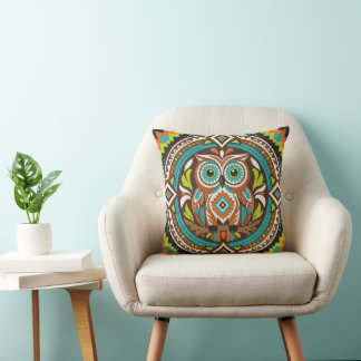 Folk Art Owl Cushion