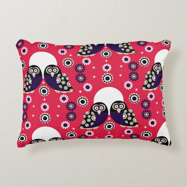 Folk Art Owl Decorative Cushion (Front)