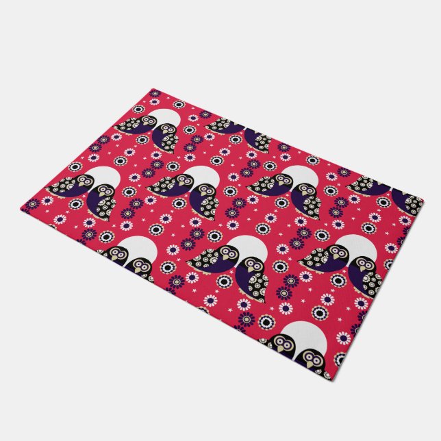 Folk Art Owl Doormat (Angled)