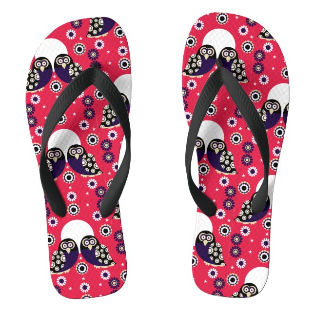 Folk Art Owl Flip Flops (Footbed)
