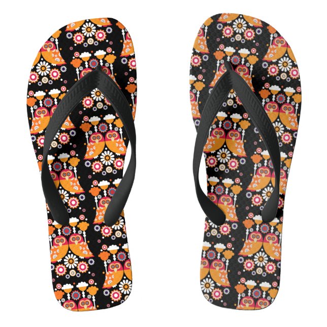 Folk Art Owl Flip Flops (Footbed)