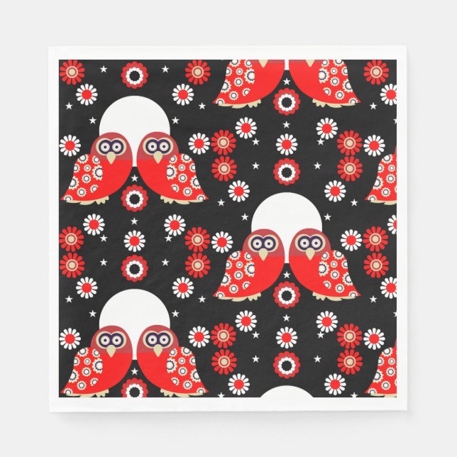 Folk Art Owl Napkin (Front)