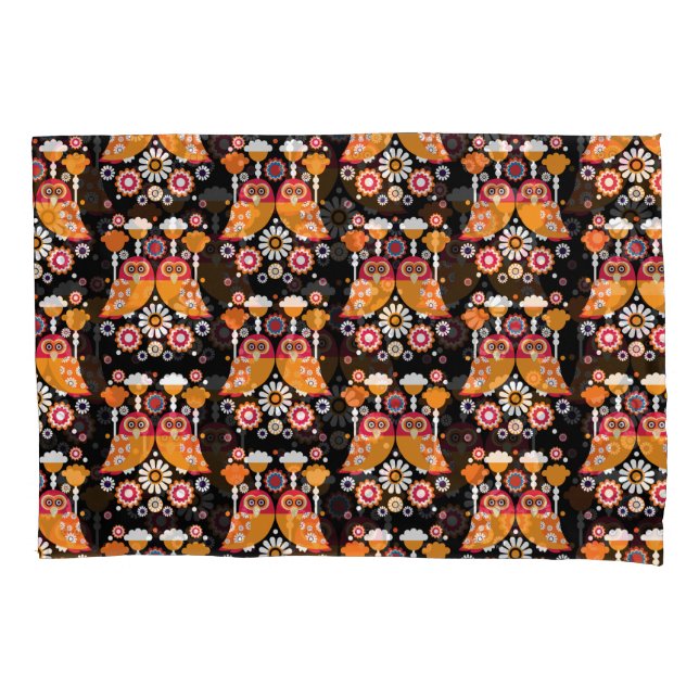 Folk Art Owl Pillowcase (Front)