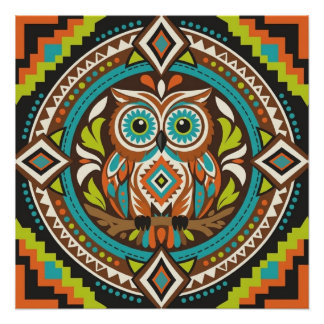 Folk Art Owl Poster